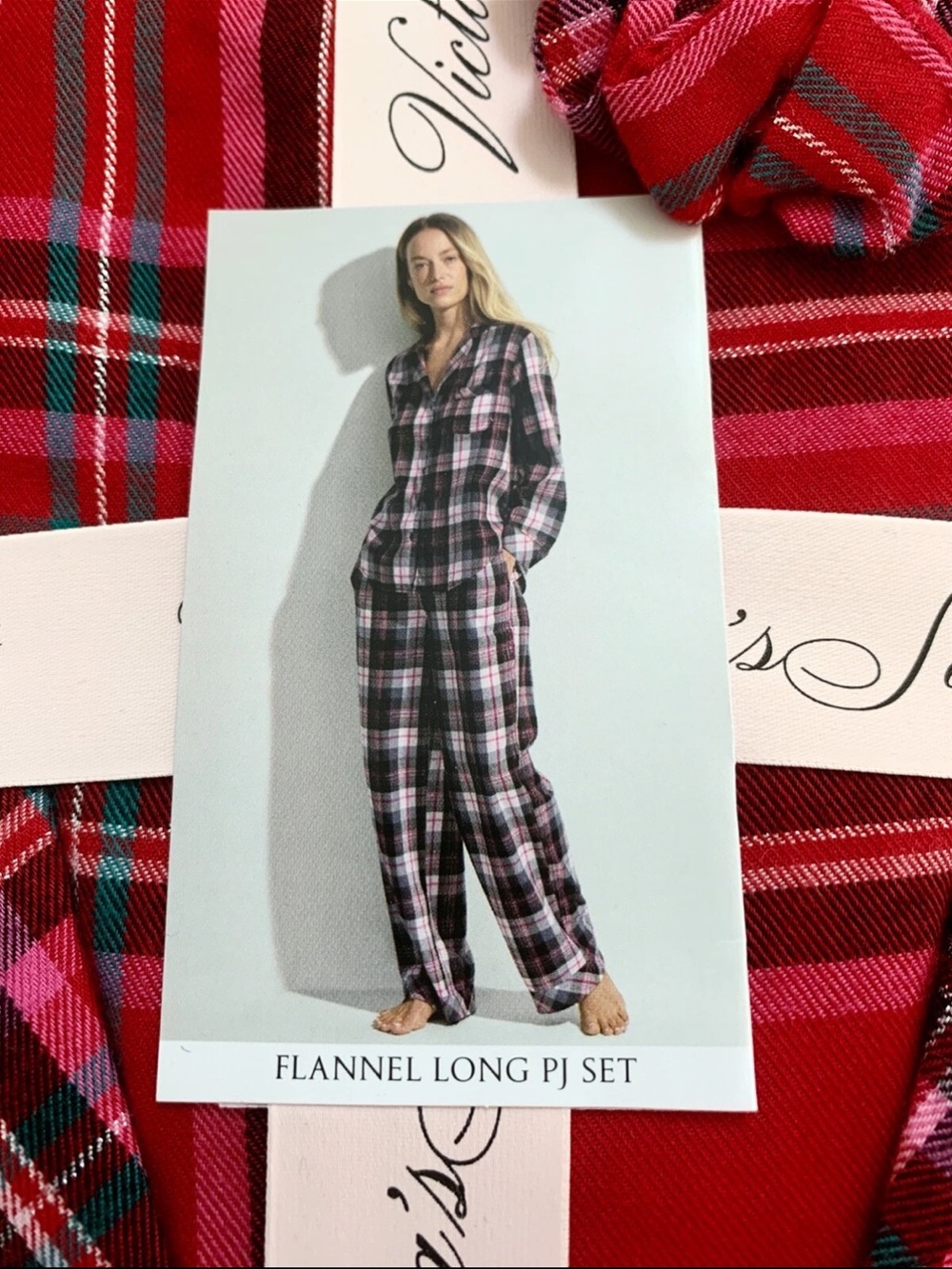 Victoria secret flannel long pj set size small NEW